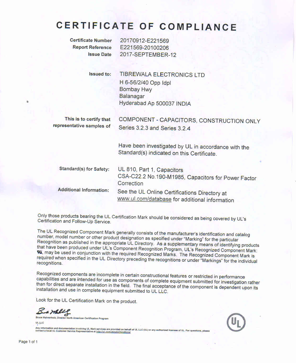 UL CERTIFICATE SERIES 3.2.3 & 3.2.4 CONSTRUCTION