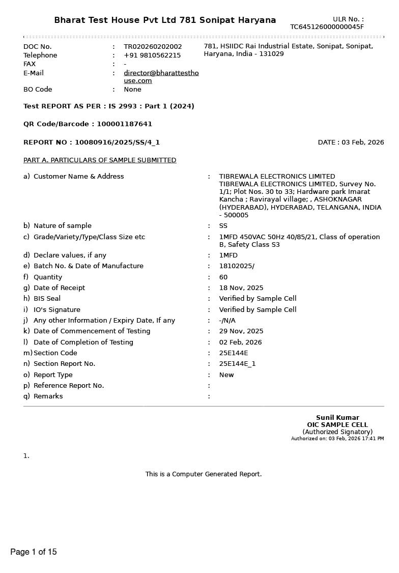 1 MFD 450V S3 BTH Report